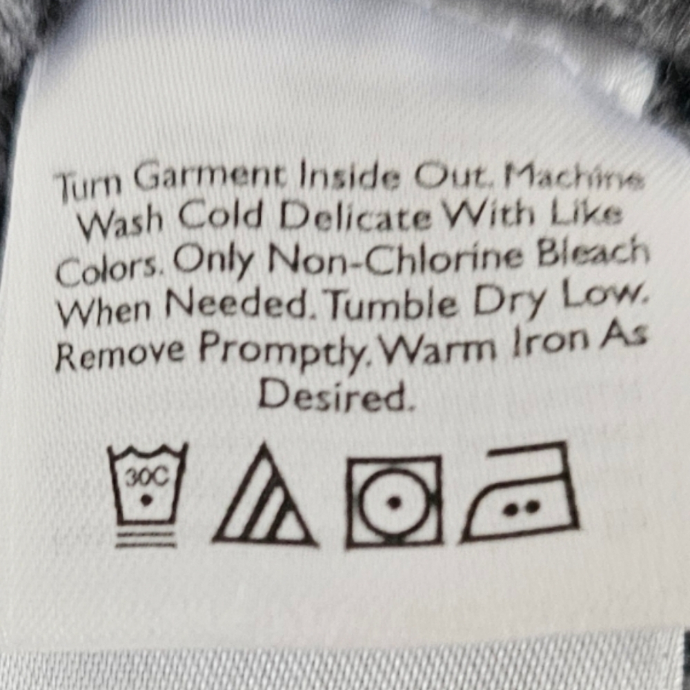 Eddie Bauer - Men's 100% Cotton Gray Sweater Navy Blue Hem 2- Buttons - Picture 5 of 8